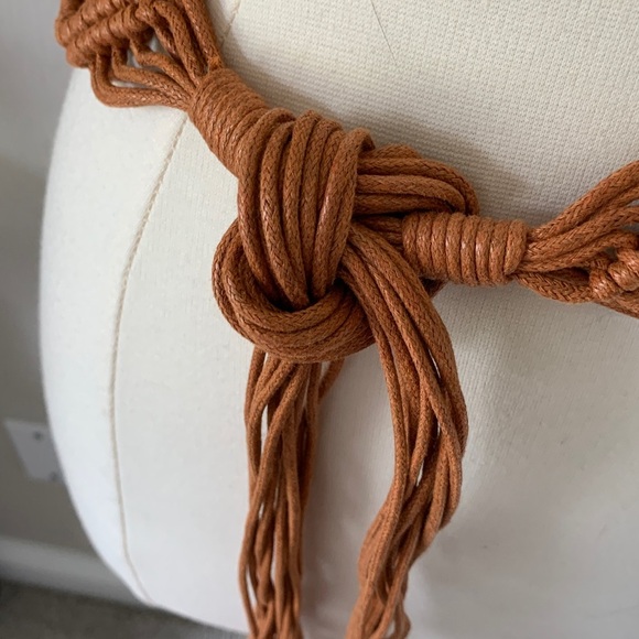Boho woven tie belt with wooden beads - Picture 2 of 9